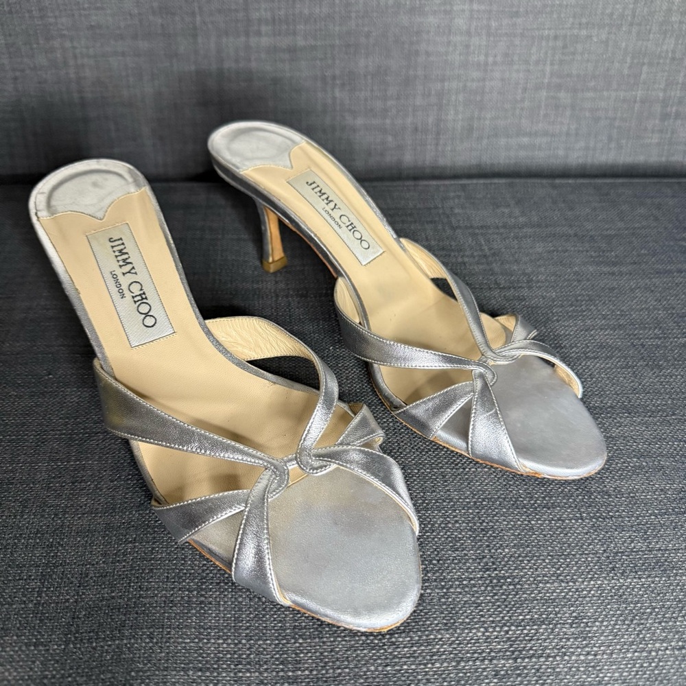 Vintage Jimmy Choo Metallic Silver Heels